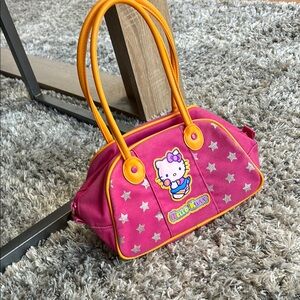 VERY RARE 1976 2002 Hello Kitty Pink and Orange Kids Handbag mini duffle purse